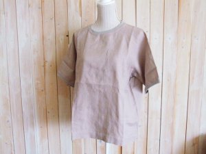 画像1: １０％ＯＦＦ・リネン リブプルオーバー（薄グレーベージュ）
